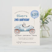 Invitation Voiture thème garçon deuxième anniversaire (Debout devant)