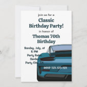 Invitation Voiture vintage classique fête d'anniversaire (Devant)