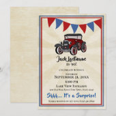 Invitation Voiture Vintage et Bund'Surprise Anniversaire (Devant / Derrière)