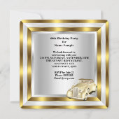 Invitation Voiture Vintage Hommes 60e fête d'anniversaire Gol (Dos)
