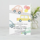 Invitation Voitures avec ballons rose fille Drive by Annivers (Debout devant)