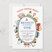 Invitation Voitures Beep Beep de Toot Moderne Transport 1er A (Devant)