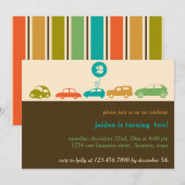 Invitation Voitures colorées Fête d'anniversaire (Devant / Derrière)
