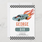 Invitation Voitures cool et Flames Boys 6e anniversaire (Devant)