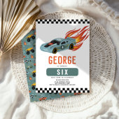 Invitation Voitures cool et Flames Boys 6e anniversaire