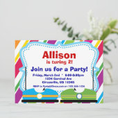 Invitation Voitures de butoir, fête d'anniversaire de cirque (Debout devant)