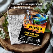 Invitation Voitures de course Anniversaire et coloration