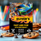 Invitation Voitures de course Anniversaire et coloration