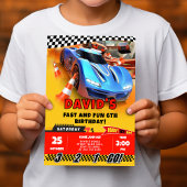 Invitation Voitures de course Anniversaire et coloration