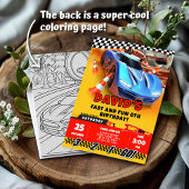Invitation Voitures de course Anniversaire et coloration