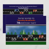 Invitation Voitures de course, Anniversaire, Insérer Nom et â (Devant / Derrière)