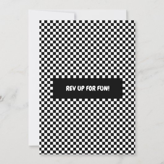 Invitation Voitures de course Anniversaire Turbo roues (Dos)