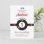 Invitation Voitures de course Garçons 1er anniversaire Invita (Debout devant)