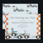 Invitation Voitures de course rétro Moon Stars Fête d'anniver<br><div class="desc">Cartes d'invitation d'anniversaire de voitures de course mignonnes avec un style rétro</div>