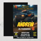 Invitation Voitures de Monster Truck personnalisées pour l'an (Devant / Derrière)