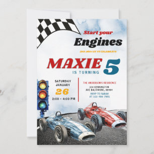 Invitation Voitures de sport Blue and Red Boy Race