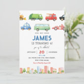Invitation Voitures de transport Anniversaire (Debout devant)