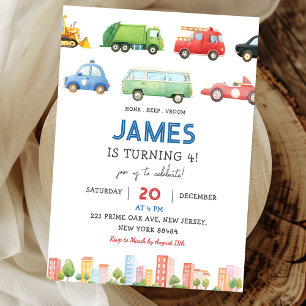 Invitation Voitures de transport Anniversaire