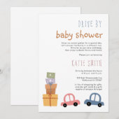 Invitation Voitures et cadeaux chics Drive par Baby shower (Devant / Derrière)
