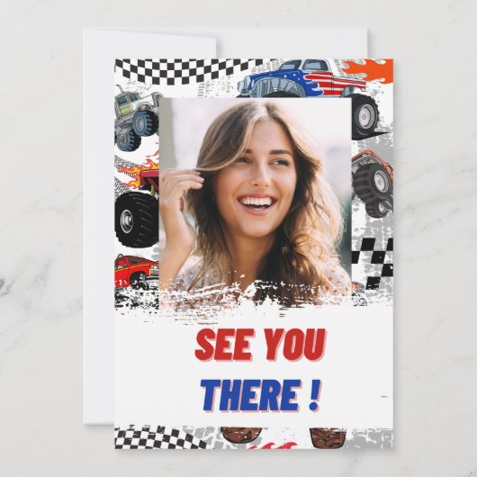 Invitation Voitures et camions baby shower Photo Bash (Dos)