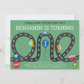 Invitation Voitures sur les routes 1er anniversaire Invitatio (Devant)