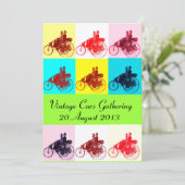 Invitation VOITURES ViNTAGE RECUEILLANT POP ART (Debout devant)