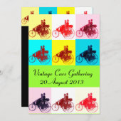 Invitation VOITURES ViNTAGE RECUEILLANT POP ART (Devant / Derrière)