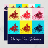 Invitation VOITURES ViNTAGE RECUEILLANT POP ART (Devant / Derrière)