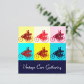 Invitation VOITURES ViNTAGE RECUEILLANT POP ART (Debout devant)