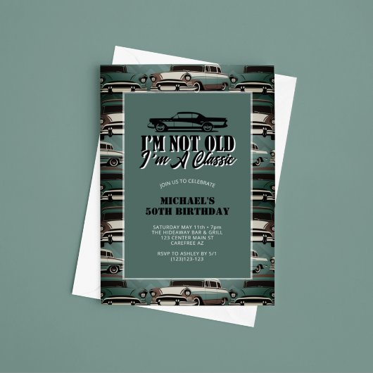 Invitation Voitures vintages classiques 50e anniversaire