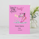 Invitation Voiturette de golf thème rose pour tournoi féminin (Debout devant)