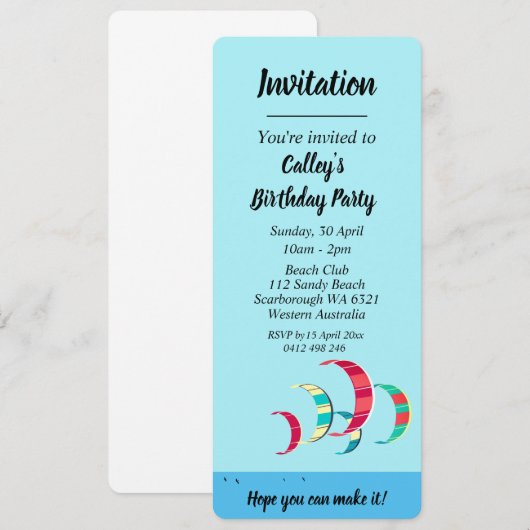 Invitation Vol à voile (Devant / Derrière)