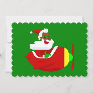 Invitation vol de noël pilote d'avion noir père Noël