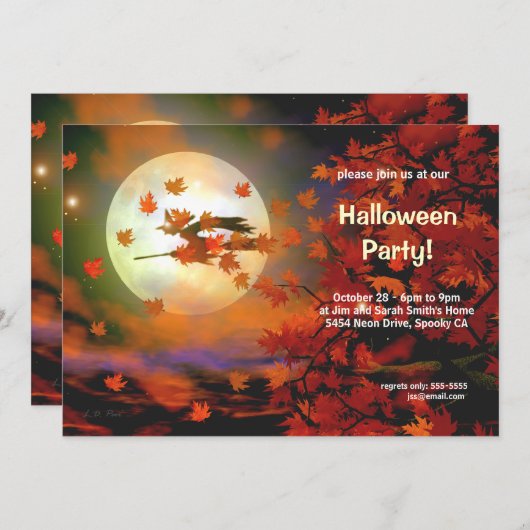 Invitation Vol Halloween Witch (Devant / Derrière)