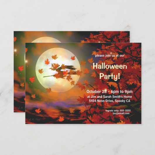 Invitation Vol Halloween Witch (Devant / Derrière)
