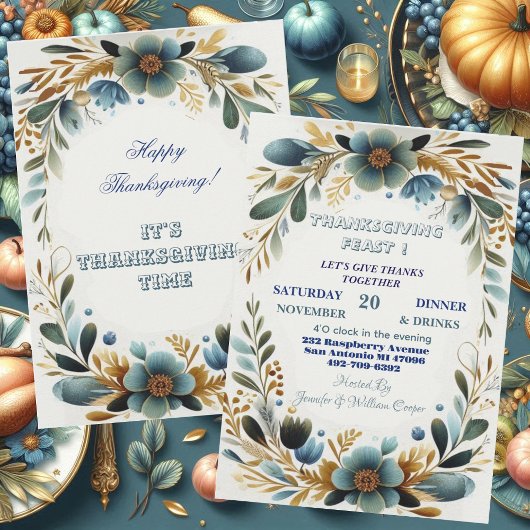 Invitation Volage botanique vert Fête d'action de grâces d'au
