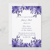 Invitation Volage Floral bleu pourpre Partie d'engagement (Devant)