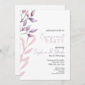 Invitation Volage rose et violet Parti d'engagement blanc (Devant / Derrière)