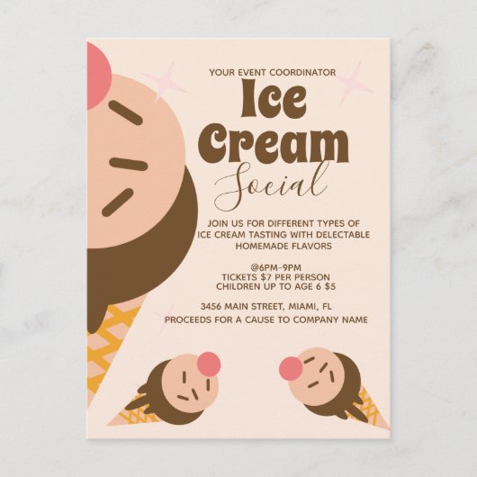 Invitation volante sociale cône de glace groovy (Devant)
