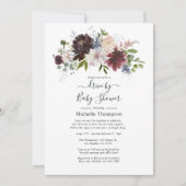 Invitation Volée florale bordeaux et rose vif par douche (Devant)