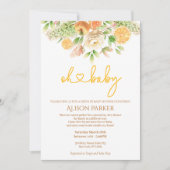 Invitation Volée Florale D'Agrumes De Rose Jaune Par Baby sho (Devant)