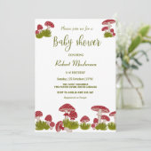 Invitation Voler Champignons Goblincore Green Baby shower Inv (Debout devant)