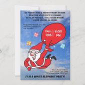 Invitation Voler Père Noël Blue Sky White Elephant Party (Devant)