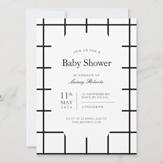 Invitation Volet simple monochrome noir blanc vitrage (Devant)