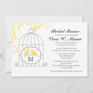 Invitation Volière Jaune Avec Inséparables Fête des mariées I