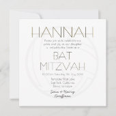 Invitation Volley-ball BAT MITZVAH Black White Gold (Devant)