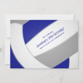 Invitation volley-ball gris bleu garçons filles fête d'annive (Devant)