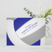 Invitation volley-ball gris bleu garçons filles fête d'annive (Debout devant)