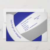 Invitation volley-ball gris bleu garçons filles fête d'annive (Dos)