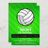 Invitation Volley-ball; Neon Green Stripes (Devant / Derrière)